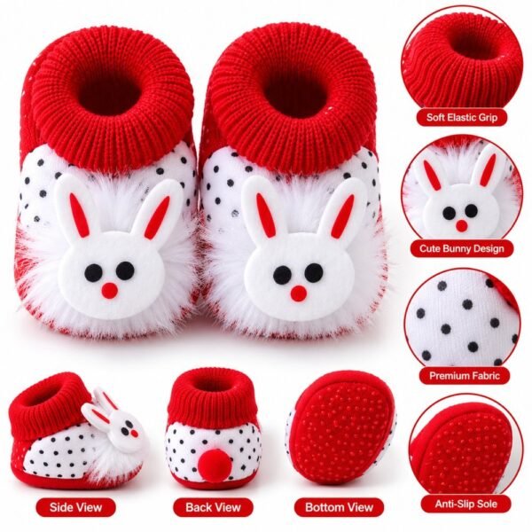 Baby bunny booties features - anti-slip sole