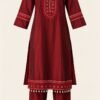 maroon embroidered kurta set 2