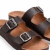 Men brown double buckle slider sandal