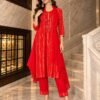 red lehriya kurta set 1
