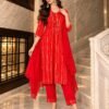 red lehriya kurta set 2